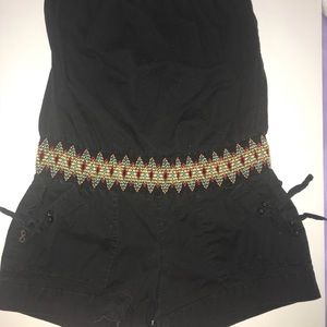 Black Sequin ❤️ Hearts Romper w/ Aztec Embroidery